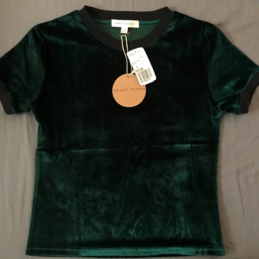 Green Velvet Crop Top NWT